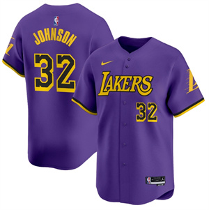 Men's Los Angeles Lakers Statement Magic Johnson #32 Vapor Baseball Jersey