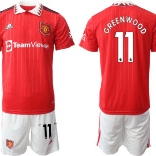 Men's Manchester United #11 Greenwoond 22 23 Red Home Soccer Jersey Suit