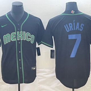 Men's Mexico Baseball #7 Julio Ur??as 2023 Black World Baseball Classic Stitched Jersey