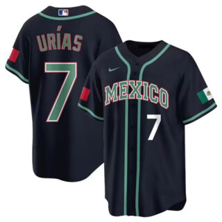 Men's Mexico Baseball #7 Julio Ur??as 2023 Black World Baseball Classic Stitched Jersey