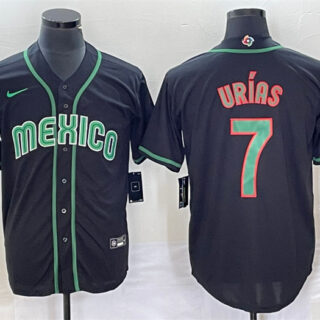 Men's Mexico Baseball #7 Julio Ur??as 2023 Black World Baseball Classic Stitched Jersey