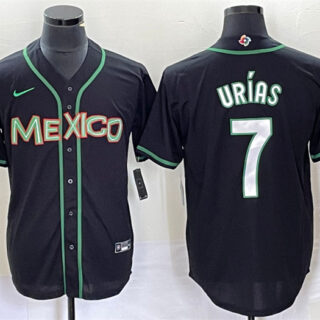 Men's Mexico Baseball #7 Julio Ur??as 2023 Black World Baseball With Patch Classic Stitched Jerseys