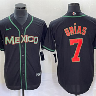 Men's Mexico Baseball #7 Julio Ur??as 2023 Black World Baseball With Patch Classic Stitched Jerseys