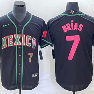 Men's Mexico Baseball #7 Julio Ur??as 2023 Black World Baseball With Patch Classic Stitched Jersey