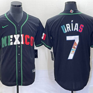Men's Mexico Baseball #7 Julio Ur??as 2023 Black World Baseball With Patch Classic Stitched Jersey