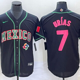 Men's Mexico Baseball #7 Julio Ur??as 2023 Black World Baseball With Patch Classic Stitched Jersey 7