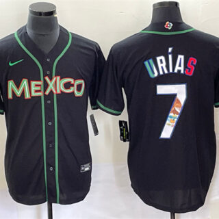 Men's Mexico Baseball #7 Julio Ur??as 2023 Black World Baseball With Patch Classic Stitched Jersey