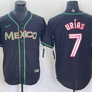 Men's Mexico Baseball #7 Julio Ur??as 2023 Black World Baseball With Patch Classic Stitched Jersey
