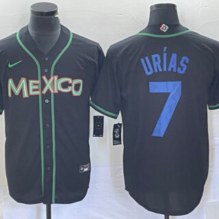 Men's Mexico Baseball #7 Julio Ur??as 2023 Black World Baseball With Patch Classic Stitched Jersey