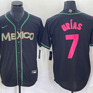 Men's Mexico Baseball #7 Julio Ur??as 2023 Black World Baseball With Patch Classic Stitched JerseyS