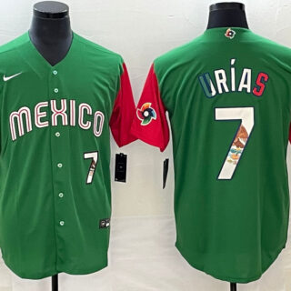 Men's Mexico Baseball #7 Julio Ur??as 2023 Green World Baseball Classic With Patch Stitched Jersey