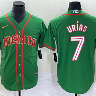 Men's Mexico Baseball #7 Julio Ur??as 2023 Green World Baseball With Patch Classic Stitched Jersey 1