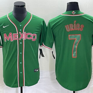Men's Mexico Baseball #7 Julio Ur??as 2023 Green World Baseball With Patch Classic Stitched Jersey 1