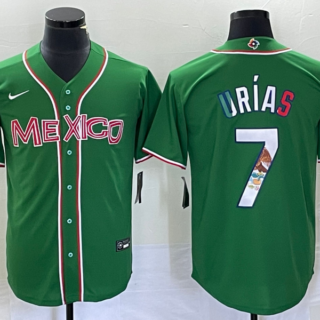 Men's Mexico Baseball #7 Julio Ur??as 2023 Green World Baseball With Patch Classic Stitched Jersey