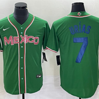 Men's Mexico Baseball #7 Julio Ur??as 2023 Green World Baseball With Patch Classic Stitched Jersey 2