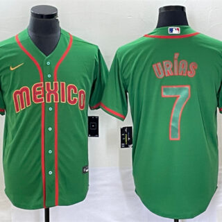Men's Mexico Baseball #7 Julio Ur??as 2023 Green World Baseball With Patch Classic Stitched Jersey 2