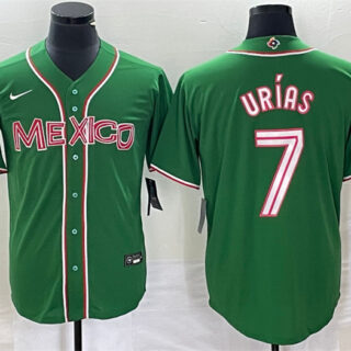 Men's Mexico Baseball #7 Julio Ur??as 2023 Green World Baseball With Patch Classic Stitched Jersey 3