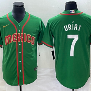 Men's Mexico Baseball #7 Julio Ur??as 2023 Green World Baseball With Patch Classic Stitched Jersey