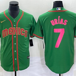 Men's Mexico Baseball #7 Julio Ur??as 2023 Green World Baseball With Patch Classic Stitched Jersey 4