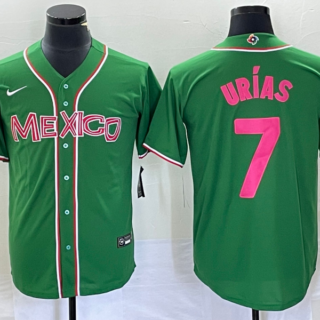 Men's Mexico Baseball #7 Julio Ur??as 2023 Green World Baseball With Patch Classic Stitched Jersey 5