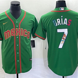 Men's Mexico Baseball #7 Julio Ur??as 2023 Green World Baseball With Patch Classic Stitched Jersey 5