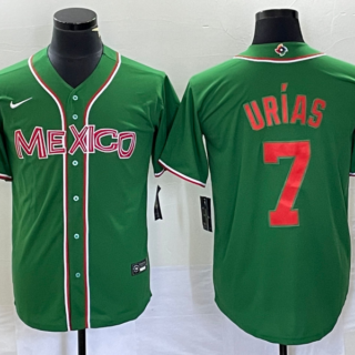 Men's Mexico Baseball #7 Julio Ur??as 2023 Green World Baseball With Patch Classic Stitched Jersey 6