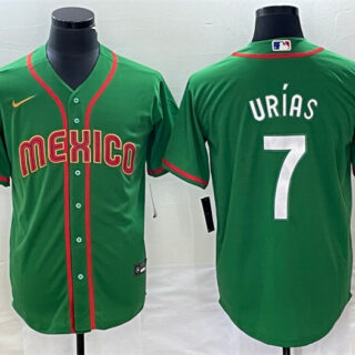 Men's Mexico Baseball #7 Julio Ur??as 2023 Green World Baseball With Patch Classic Stitched Jersey