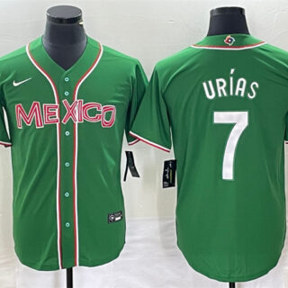 Men's Mexico Baseball #7 Julio Ur??as 2023 Green World Baseball With Patch Classic Stitched Jersey