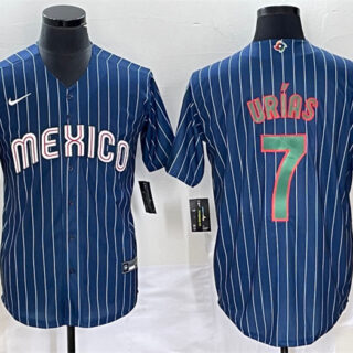 Men's Mexico Baseball #7 Julio Ur??as 2023 Navy World Baseball Classic Stitched Jersey 4