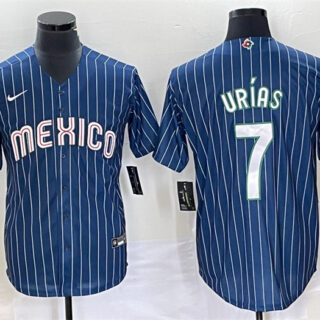 Men's Mexico Baseball #7 Julio Ur??as 2023 Navy World Baseball Classic Stitched Jersey
