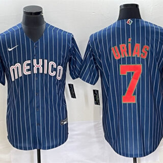 Men's Mexico Baseball #7 Julio Ur??as 2023 Navy World Baseball Classic Stitched Jerseys 1