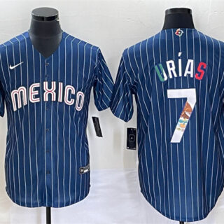 Men's Mexico Baseball #7 Julio Ur??as 2023 Navy World Baseball Classic Stitched Jerseys