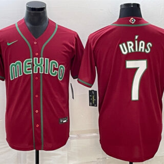 Men's Mexico Baseball #7 Julio Ur??as 2023 Red World Baseball Classic Stitched Jersey