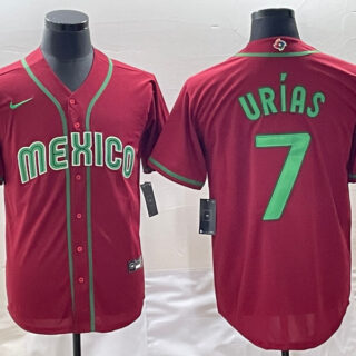 Men's Mexico Baseball #7 Julio Ur??as 2023 Red World Baseball Classic Stitched Jersey