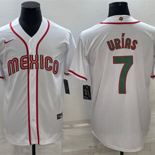 Men's Mexico Baseball #7 Julio Ur??as 2023 White World Baseball Classic Stitched Jersey