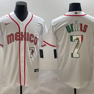 Men's Mexico Baseball #7 Julio Ur??as 2023 White World Baseball Classic Stitched Jersey