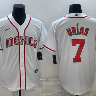 Men's Mexico Baseball #7 Julio Ur??as 2023 White World Baseball Classic Stitched Jersey