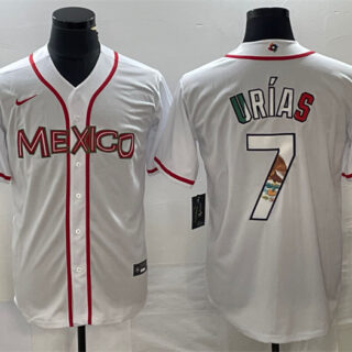 Men's Mexico Baseball #7 Julio Ur??as 2023 White World Baseball With Patch Classic Stitched Jerseys