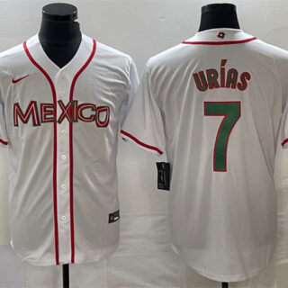 Men's Mexico Baseball #7 Julio Ur??as 2023 White World Baseball With Patch Classic Stitched Jerseys