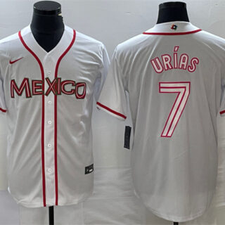 Men's Mexico Baseball #7 Julio Ur??as 2023 White World Baseball With Patch Classic Stitched Jerseys