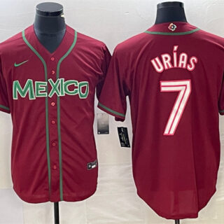 Men's Mexico Baseball #7 Julio Ur??as Red 2023 World Baseball Classic Stitched Jersey