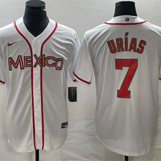 Men's Mexico Baseball #7 Julio Ur??as White 2023 World Baseball Classic Stitched Jersey 1