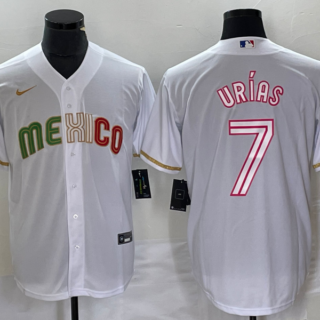 Men's Mexico Baseball #7 Julio Ur??as White 2023 World Baseball Classic Stitched Jersey