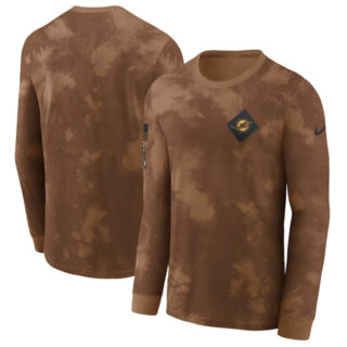 Men's Miami Dolphins Brown 2023 Salute To Service Long Sleeve T-Shirt