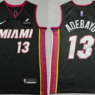 Men's Miami Heat #13 Bam Adebayo Black Icon Edition Stitched Basketball Jersey