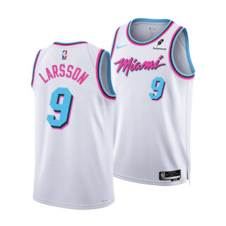 Men's Miami Heat #9 Pelle Larsson White 2024 25 City Edition Stitched Basketball Jersey