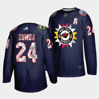 Men's Minnesota Wild #24 Matt Dumba 2021 22 Navy Native American Heritage Day Stitched Jersey