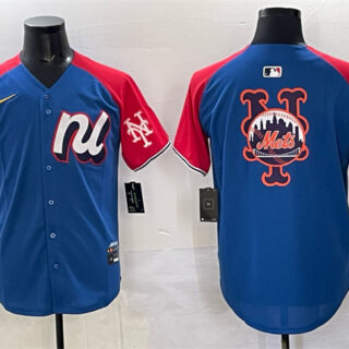 Men's National League New York Mets Team Big Logo Blue Red Alternate 2025 All-Star Edition Limited Stitched Baseball Jersey