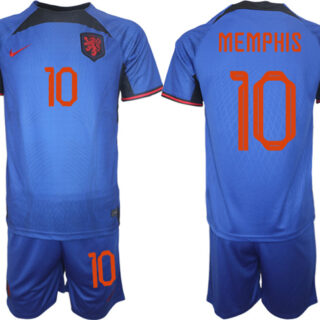 Men's Netherlands #10 Memphis Royal Away Soccer Jersey Suit