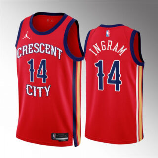 Men's New Orleans Pelicans #14 Brandon Ingram Red 2022 23 Statement Edition Stitched Basketball Jersey